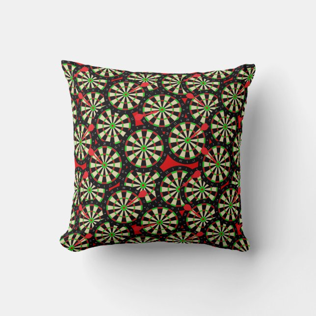 Darts Player Dartboard Patterned Cushion (Front)