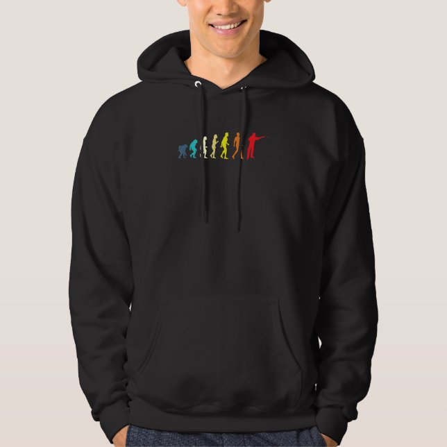 Darts Player Evolution Retro Colours Darts Player Hoodie (Front)
