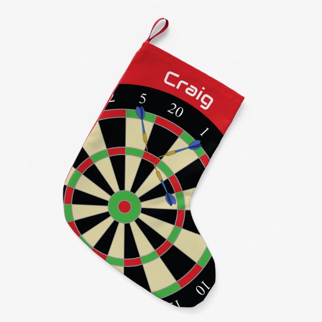 Darts Player Treble Top 180 Dartboard Personalised Small Christmas Stocking (Front (Hanging))