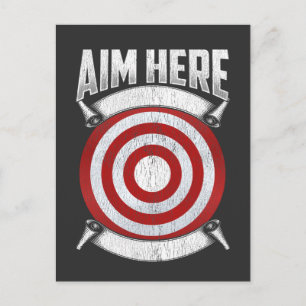Darts Players Aim Bullseye Axe Throwing Target Postcard