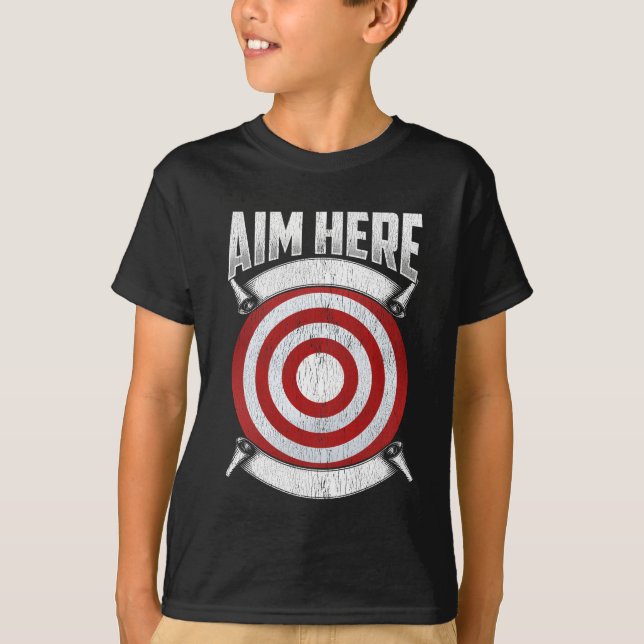 Darts Players Aim Bullseye Axe Throwing Target T-Shirt (Front)