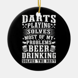 Darts Playing Solves Most Of My Problems Dart  Ceramic Tree Decoration