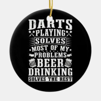 Darts Playing Solves Most Of My Problems Dart  Ceramic Tree Decoration