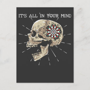 Darts Skeleton Dartboard Skull Illustration Postcard