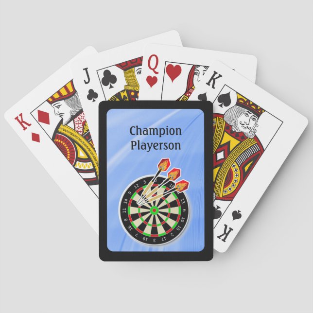 Darts Sports Emphasis Dartboard Darts personalise Playing Cards (Back)