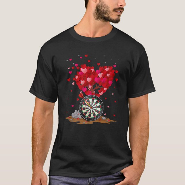 Darts Sports Lover Heart Shape Darts Valentine's D T-Shirt (Front)