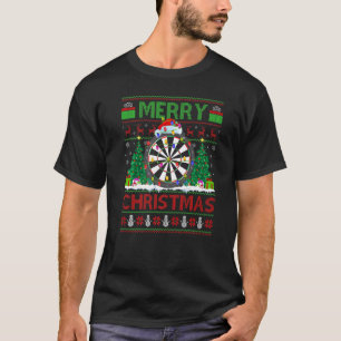 Darts Sports Xmas Tree Ugly Santa Darts Christmas T-Shirt