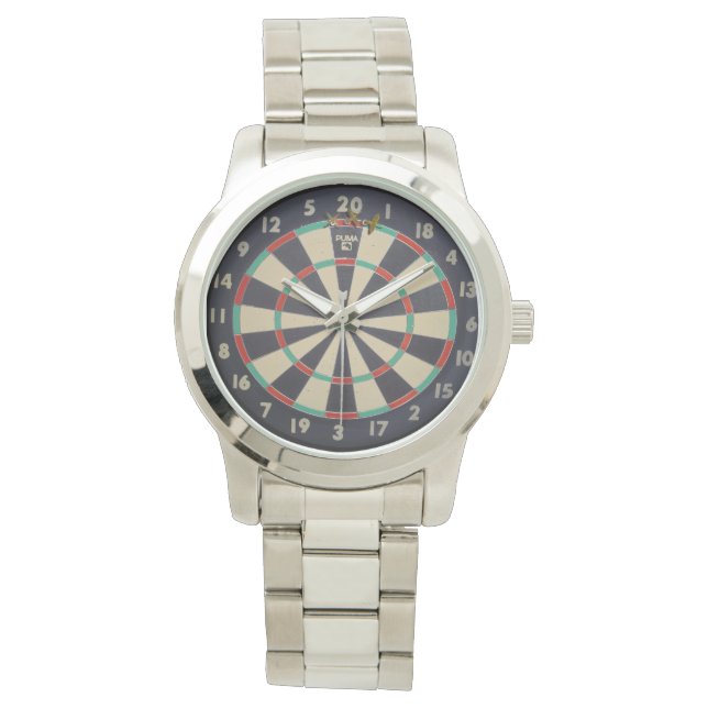 Darts Triple Twenty, Large Unisex Silver Watch. Watch (Front)