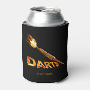 Darts With Golden Dart In Flames With Stylish Text Can Cooler