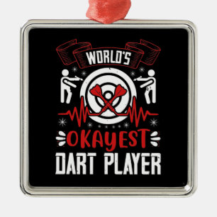 Darts - World's Okayest Dart Player Metal Tree Decoration