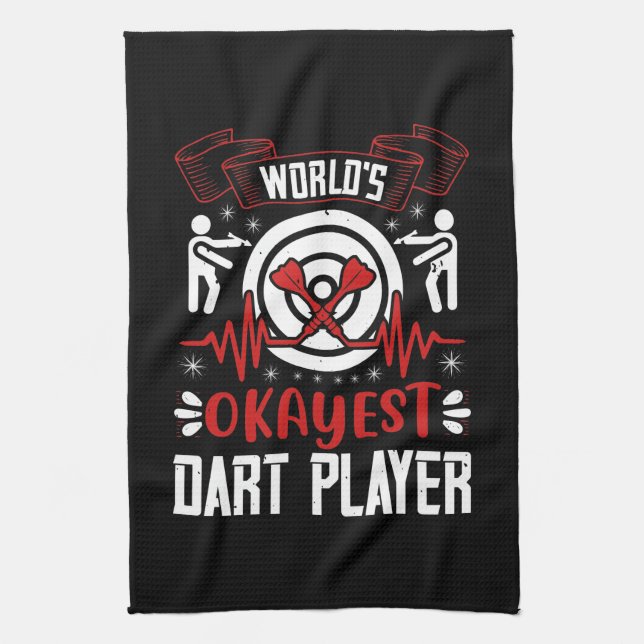 Darts - World's Okayest Dart Player Tea Towel (Vertical)