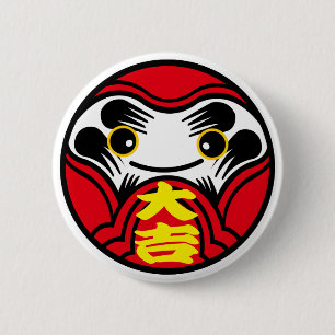 Daruma doll brings “Great good luck” (大吉 6 Cm Round Badge