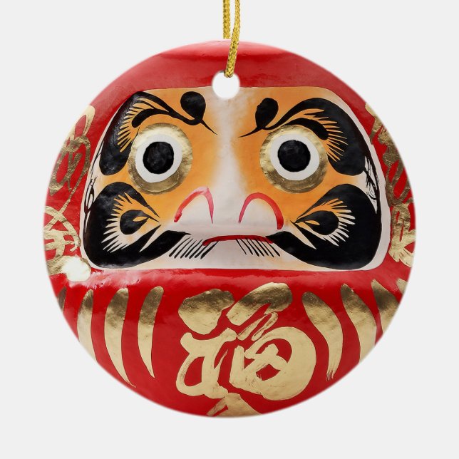 Daruma doll ceramic tree decoration (Front)