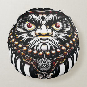 Daruma Doll Japanese Art Round Cushion