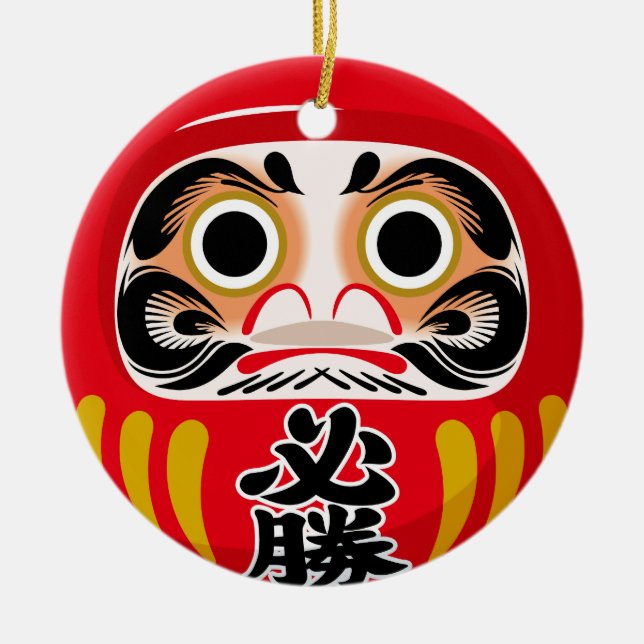 Daruma doll (traditional Japanese good luck charm) Ceramic Tree Decoration (Front)