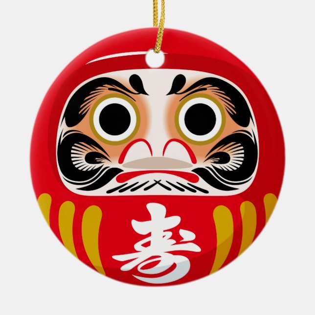 Daruma doll (traditional Japanese good luck charm) Ceramic Tree Decoration (Front)
