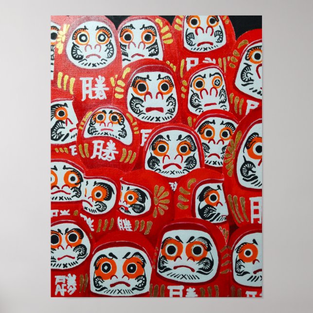 Daruma Dolls Painting by Alfred Fox Poster (Front)