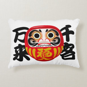 Daruma for Welcoming Many Guests & Business Flow Decorative Cushion