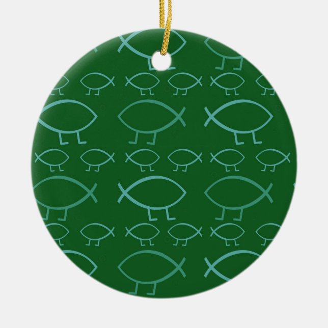 Darwin Fish Ceramic Tree Decoration (Front)