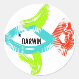 Darwin fish classic round sticker