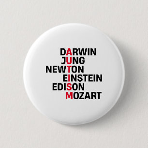 Darwin Jung Newton Einstein Edison Mozart Autism A 6 Cm Round Badge