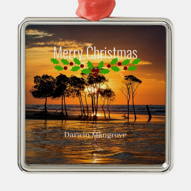 Darwin mangrove, Merry Christmas Metal Tree Decoration (Front)