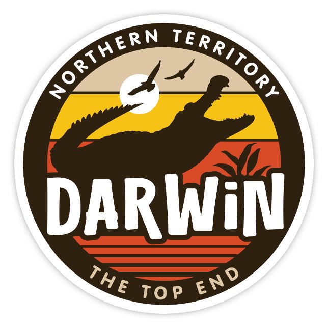 Darwin, Northern Territory Australia Sticker (Darwin, The Top End Northern Territory Retro Round Sticker)
