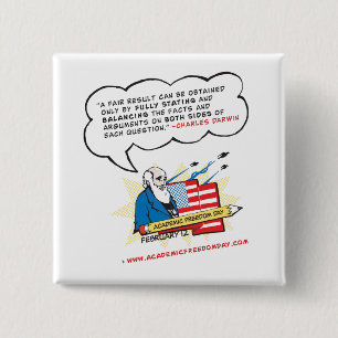 Darwin on Academic Freedom 15 Cm Square Badge