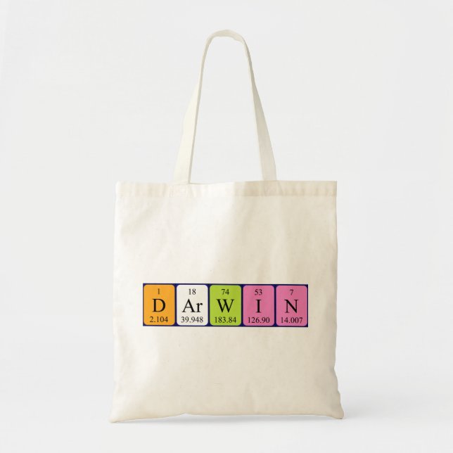 Darwin periodic table name tote bag (Front)