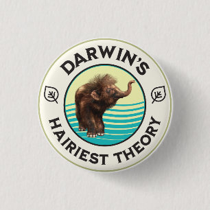 Darwin’s Hairiest Theory Cute Woolly Mammoth  3 Cm Round Badge
