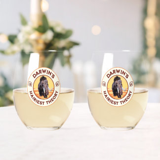 Darwin’s Hairiest Theory Cute Woolly Mammoth  Stemless Wine Glass