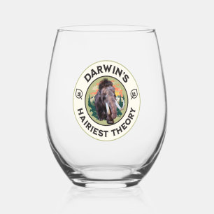 Darwin’s Hairiest Theory Woolly Mammoth  Stemless Wine Glass