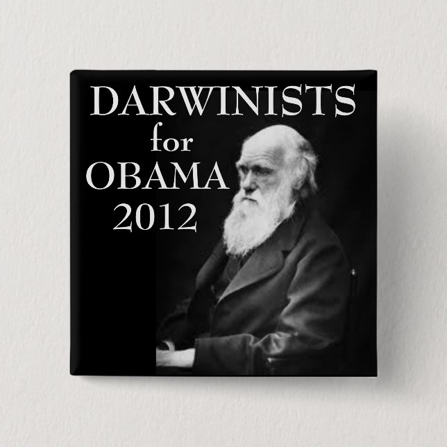 Darwinists for Obama 15 Cm Square Badge (Front)