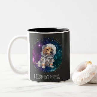Daschund Dog Astronaut Space Exploration Astronomy Two-Tone Coffee Mug