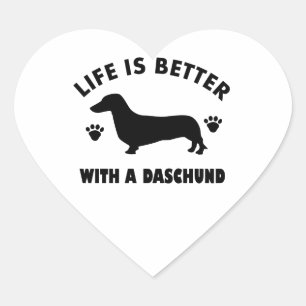 daschund dog design heart sticker