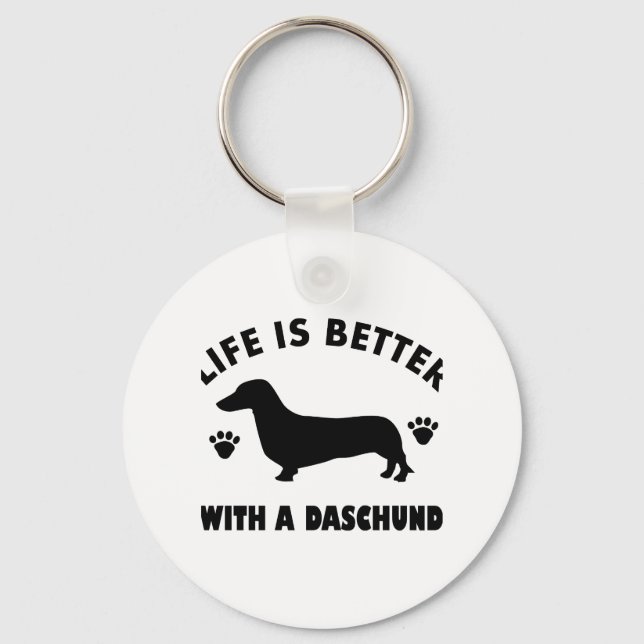daschund dog design key ring (Front)