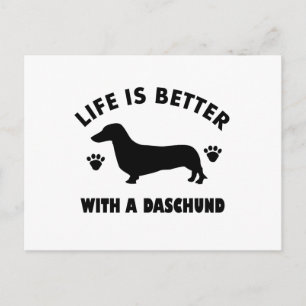 daschund dog design postcard