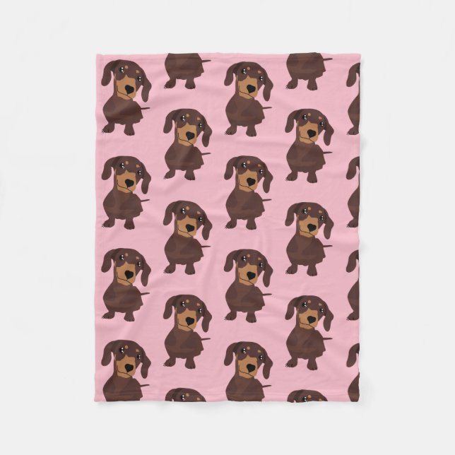Daschund Sausage Dog Cute Puppy Pink Blanket (Front)