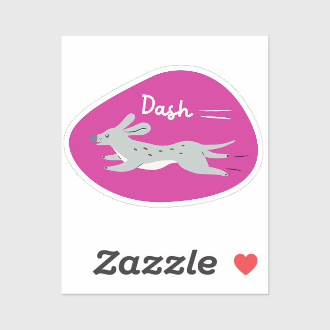 "dash" cute illustrated grey long dog magenta (Sheet)