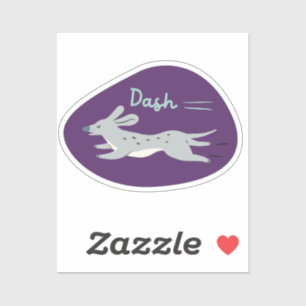 "dash" cute illustrated grey long dog purple aqua