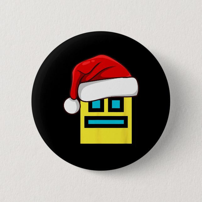 Dash Geometry Repeat Christmas Santa Hat Game Vide 6 Cm Round Badge (Front)