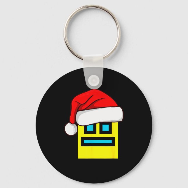 Dash Geometry Repeat Christmas Santa Hat Game Vide Key Ring (Front)