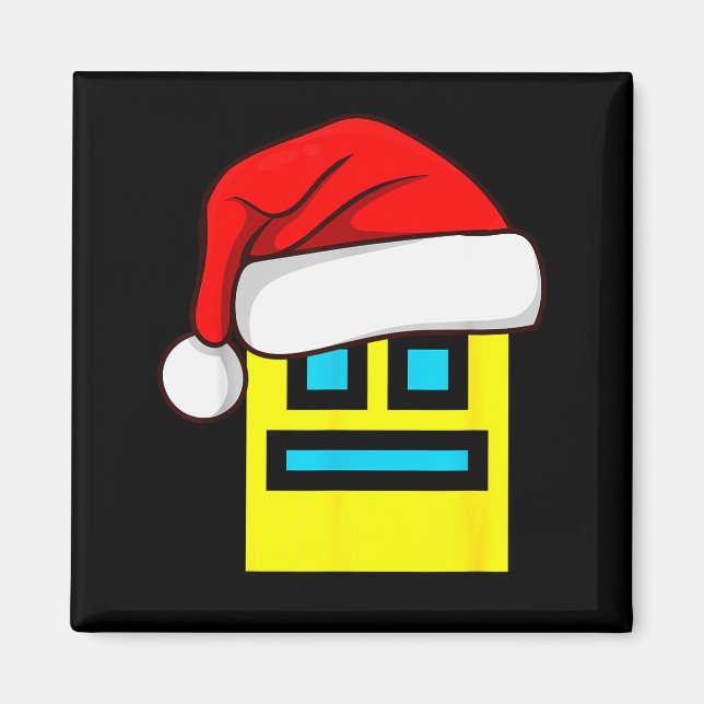 Dash Geometry Repeat Christmas Santa Hat Game Vide Magnet (Front)