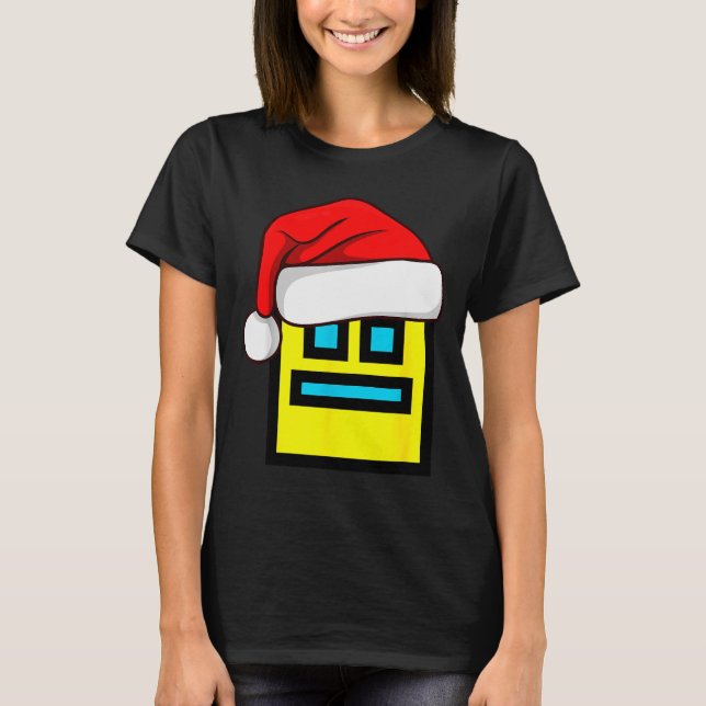 Dash Geometry Repeat Christmas Santa Hat Game Vide T-Shirt (Front)