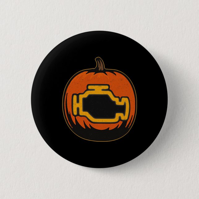 Dashboard Car Check Engine Funny Pumpkin Halloween 6 Cm Round Badge (Front)