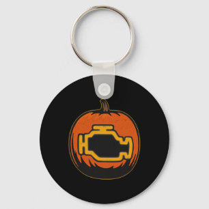 Dashboard Car Check Engine Funny Pumpkin Halloween Key Ring