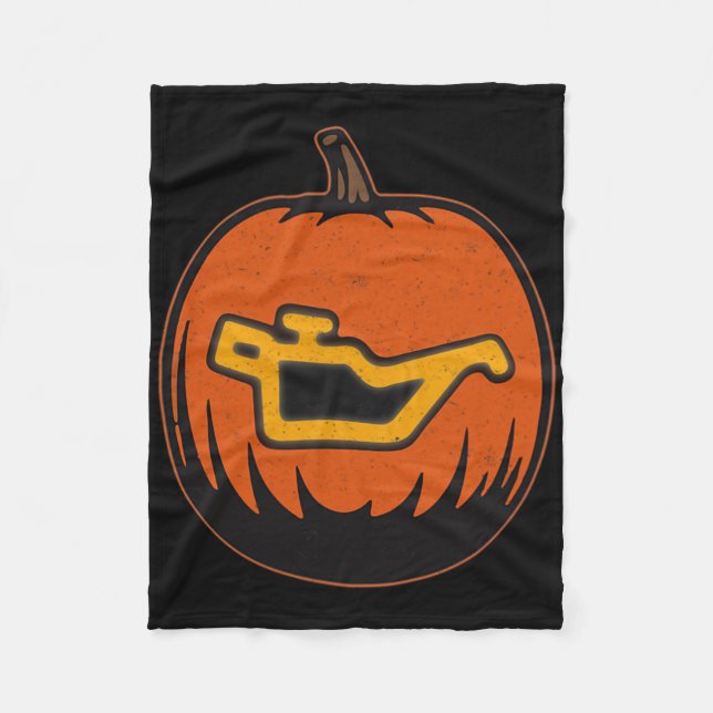 Dashboard Car Oil Problem Light Funny Pumpkin Hall Fleece Blanket (Front)