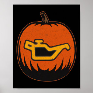Dashboard Car Oil Problem Light Funny Pumpkin Hall Poster