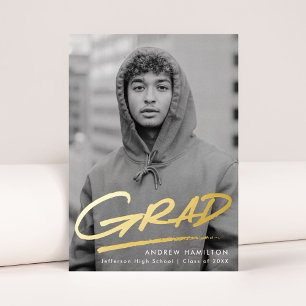 Dashed Grad Foil Photo Graduation Announcement