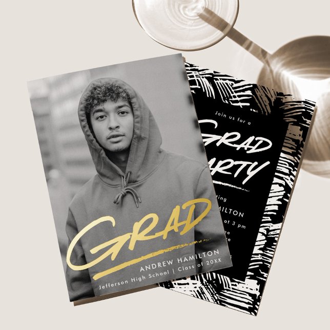 Dashed Grad Photo Graduation Party Gold (Creator Uploaded)